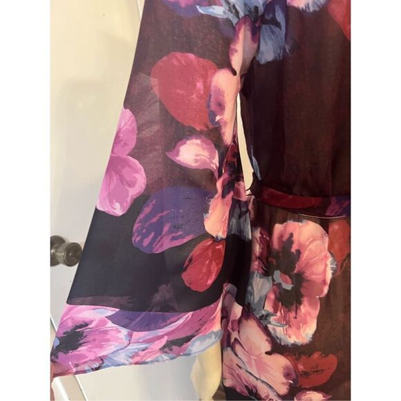 WHBM 3/4 Bell Sleeve Ruffle Kimono Inspired Floral Dress XS - Picture 7 of 9